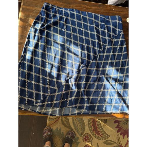 Ava & Viv Blue Abstract Print Bias-Cut Skirt - Size 3XL - Picture 2 of 5